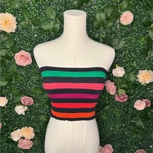 Express Colorful Striped Crop Top